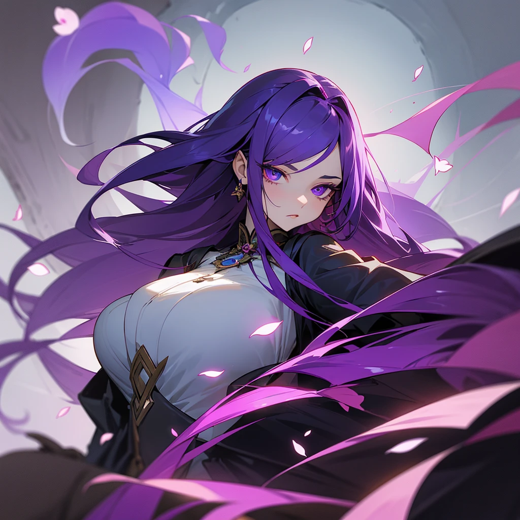 Orchid Treves
Appearance:  and a refined girl with exotic features and long purple hair, arranged around her head, Like the petals of an orchid. Her eyes are blue-violet.
Personality: Mysterious and intelligent, she loves solving puzzles. Her strength is to instill fear in her enemies with her eyes.
