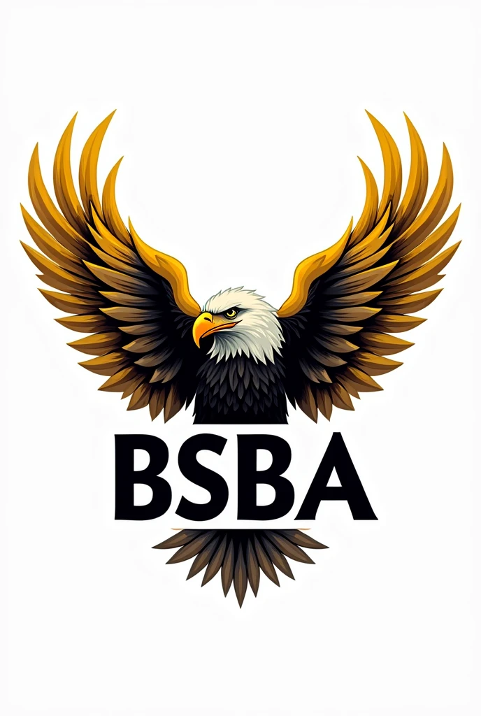 create a  tag name " BSBA " then used a creative font  with a drawing eagle with color yellow and black combination make it more realistic becasuse its a" logo"
