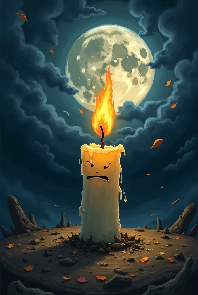ChatGPT

You said:
"A candle flickering in the wind, aware that the gust will soon extinguish its flame." In a poster I have to draw this metaphor,  can you give the instructions for this poster draw 
ChatGPT said:
ChatGPT
Instructions for Drawing a Poster Depicting the Metaphor: "A candle flickering in the wind, aware that the gust will soon extinguish its flame."

Introduction:
This poster will visually represent the delicate and transient nature of life or hope through the image of a solitary candle battling against a strong gust of wind. To convey the candle's awareness of its impending extinction, we will personify the candle by adding subtle facial features expressing fear or resignation. The overall mood should be dramatic and evocative, utilizing contrasting light and shadow to emphasize the central theme.

Materials Needed:

Drawing paper or poster board
Pencils (HB for sketching, 2B-6B for shading)
Eraser
Fine-tip black marker or pen
Colored pencils, markers, or paints (acrylic or watercolor)
Brushes (if using paints)
Ruler (optional)
Step-by-Step Guide:

1. Planning Your Composition
a. Background Concept:
Decide on the setting for your candle. A dark, stormy environment will enhance the dramatic effect. You can choose an indoor setting near a window with the wind blowing in, or an outdoor setting like a lonely candle in the middle of a dark field.

b. Sketching Rough Layout:
Lightly sketch the main elements:

The candle should be central and prominent.
Indicate the direction of the wind with lines or debris.
Plan where the light from the candle will cast shadows.
2. Drawing the Candle
a. Base Structure:

Draw a straight, slightly uneven cylinder to represent the candle's body, indicating melting wax by adding drips along the sides.
At the top, draw the flame tilting in the direction opposite to the wind to show it's being affected by the gust.
b. Personification:

Add subtle facial features to the candle to show awareness:
Draw small, worried eyes near th