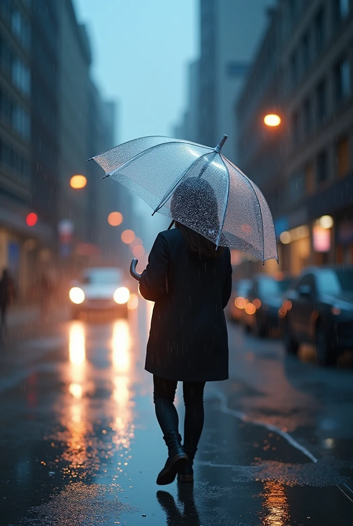 Generate a transparent umbrella that has nanotechnology and only the umbrella with the technology is visible