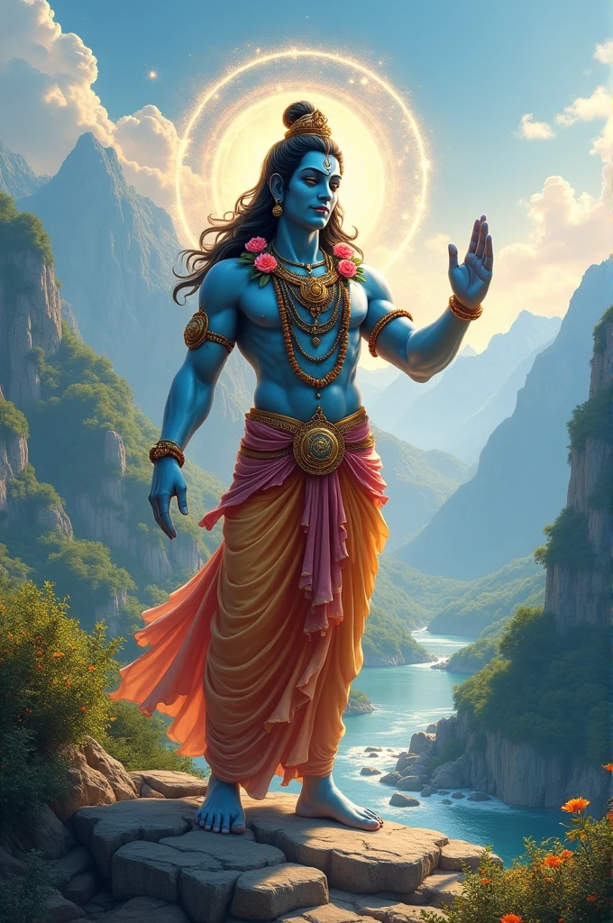 Generate a image of 576 width and 1280 height where Mahadev shiv blessing a