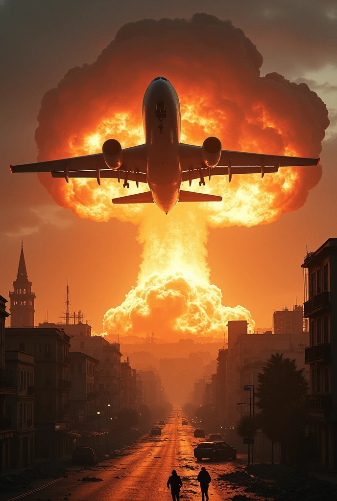 A bomber plane flew at an altitude of 300 feet and dropped a 40,000 ton atomic bomb over the Israeli capital of Sand, and there were debris and damage caused by the explosion.