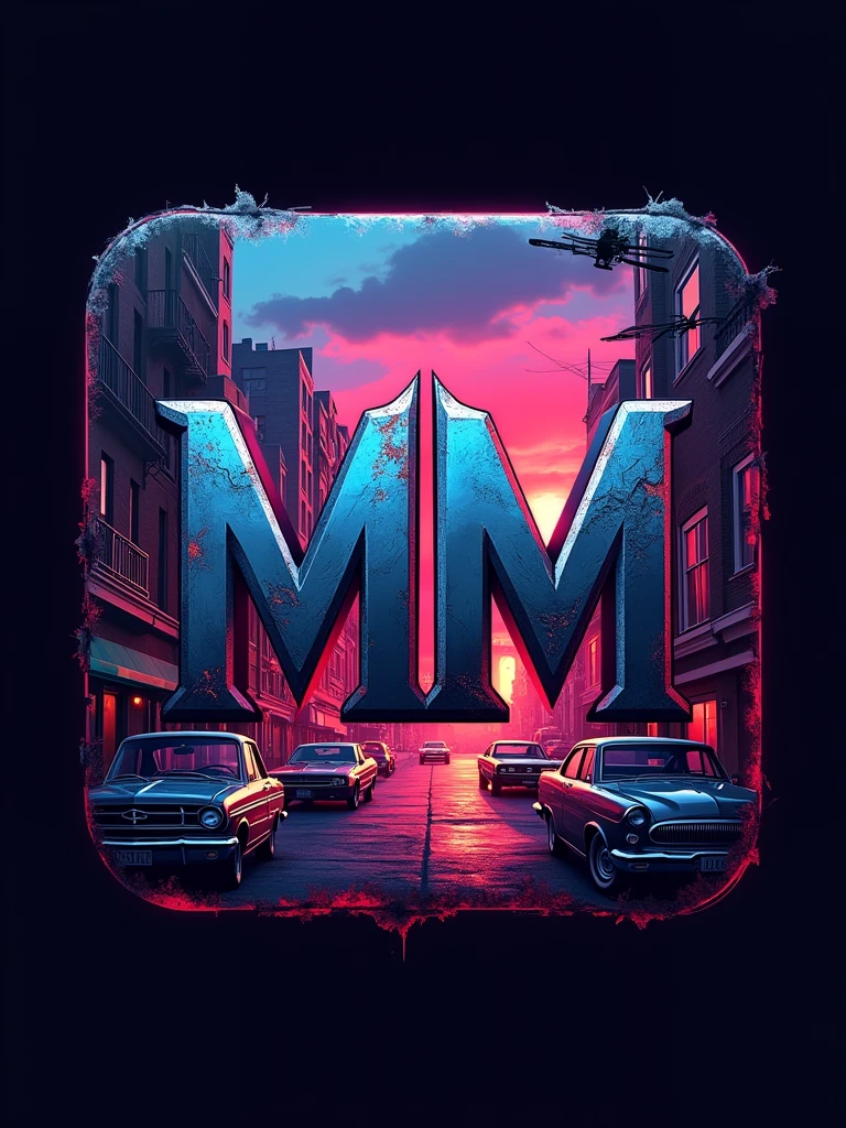 AppIcon logo for game name  MM in gangster style gta5 art style