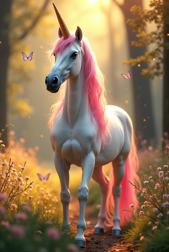 Unicorn with pink and gold hair