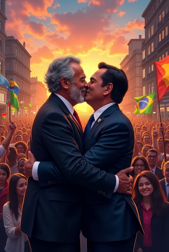 Lula and Bolsonaro kissing