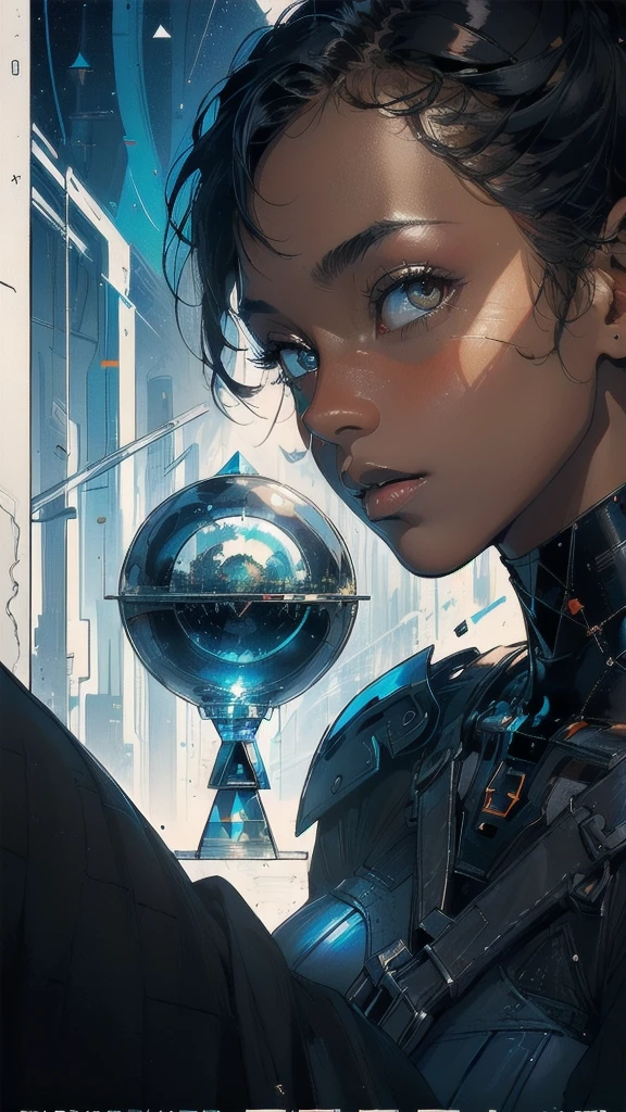(((masterpiece, highest quality))),(((solo:1.2))),(((1girl:1.2))),32k wallpaper, very detailed, poster, vintage science fiction,(((((geometric cinematic movie poster))))), ((((bauhaus)))),(((abstract))),((((mid century modern)))),(((((portfolio))))),(((((Close-up))))),(((((bust up))))),((((more various angle)))),(((highlight))),((((heterochromia)))),(((complete. detailed face))),(((Extremely talented))),(((most complecated machine))),(((Overall colorfully))),((((((Absolutely simple background)))))),(((great black skin woman))),(((great Traveler)))