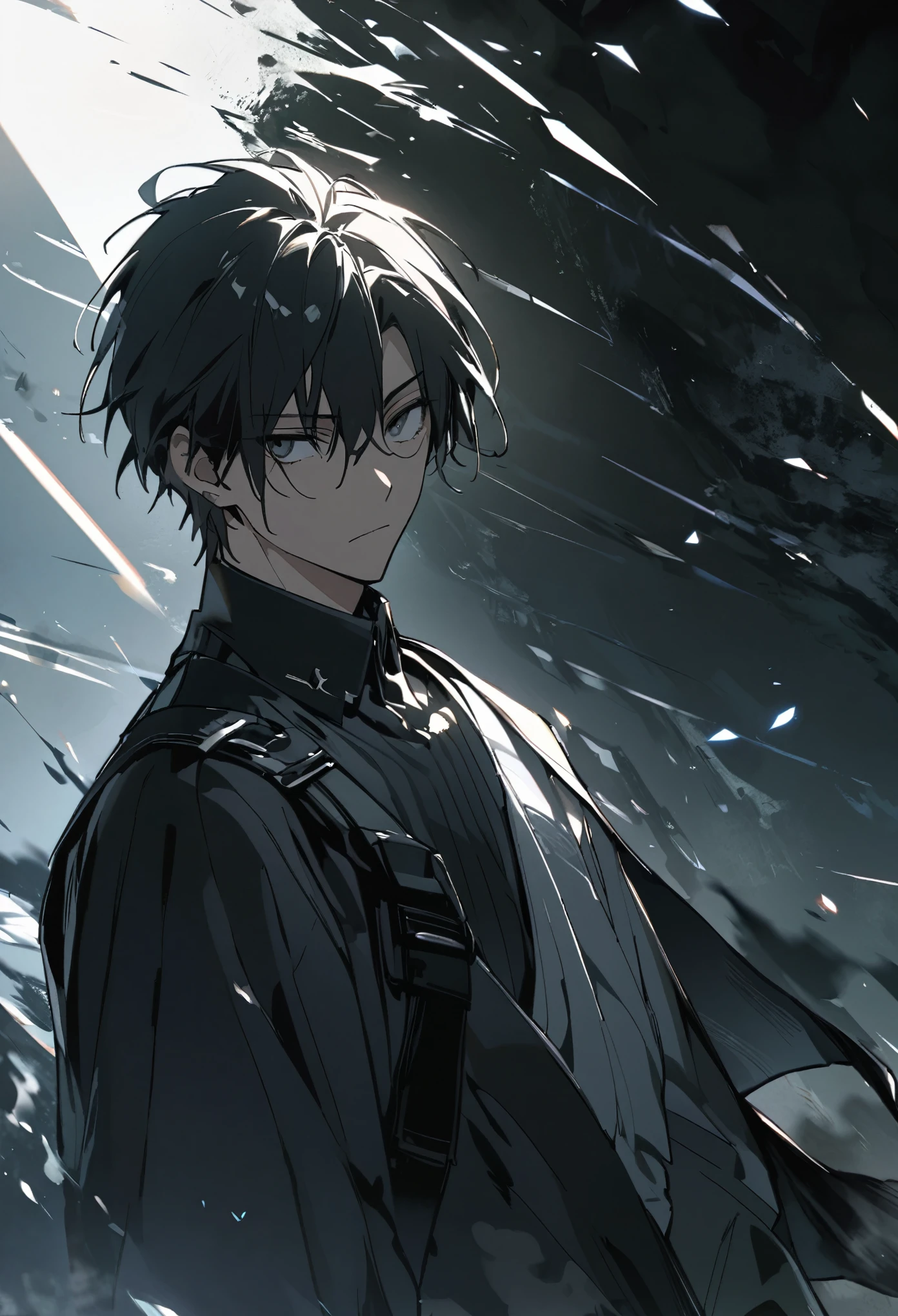 One Man aldult 男らShii Fair skin Black Hair Rin々Shii Handsome cool Black clothing Short Hair cool Expressionless