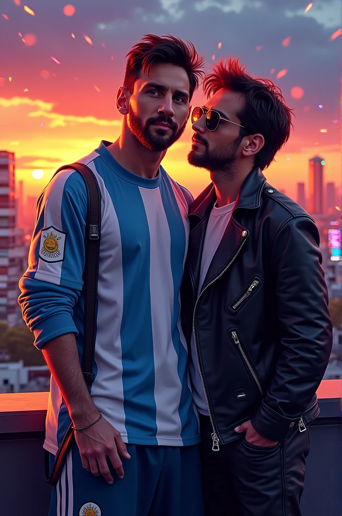 I want an image where Messi and Gustavo Cerati are