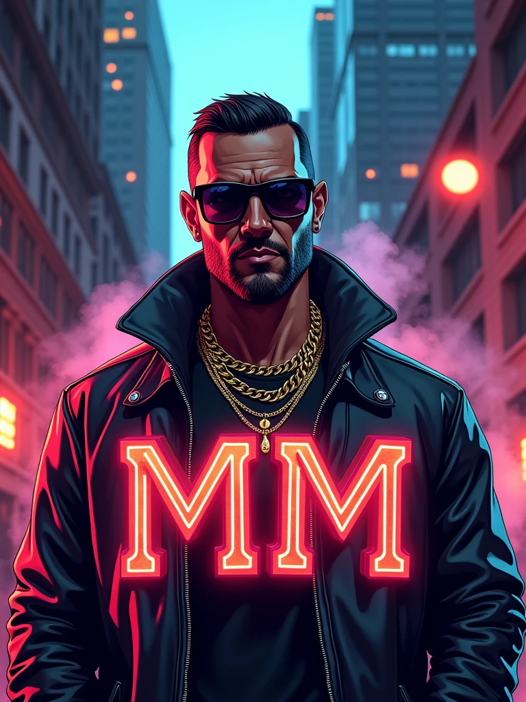 AppIcon logo for game name  MM in gangster style gta5 art style