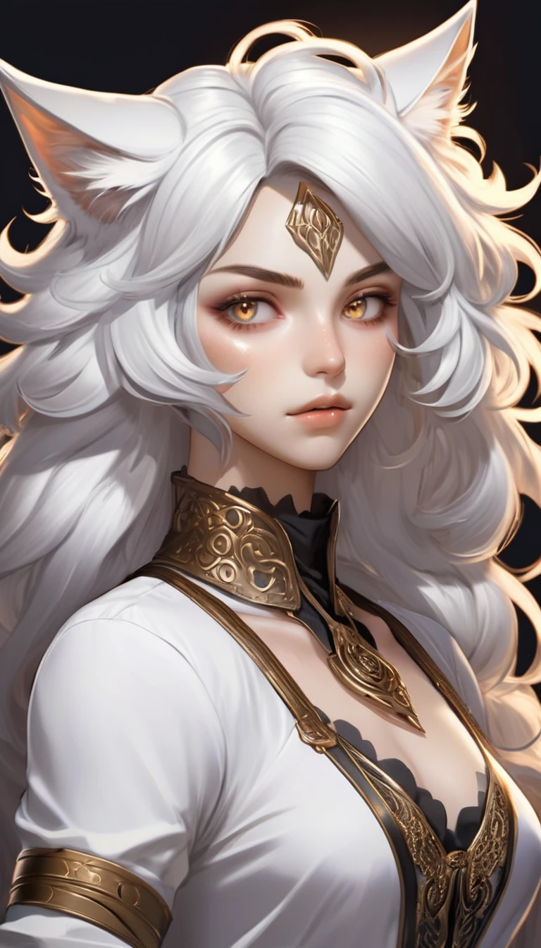 anime espi alaie, in the style of detailed fantasy art, dark white and bronze, energy-filled illustrations, catcore, powerful portraits, rtx on, furry art