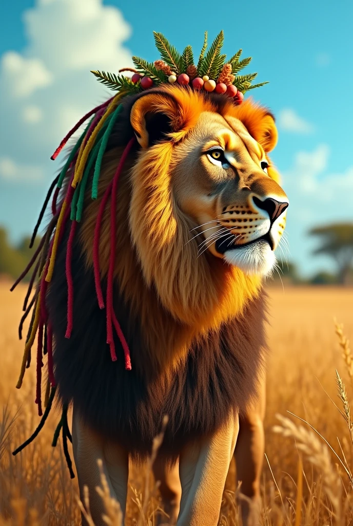 leao de dreadlocks e uma coroa reggae