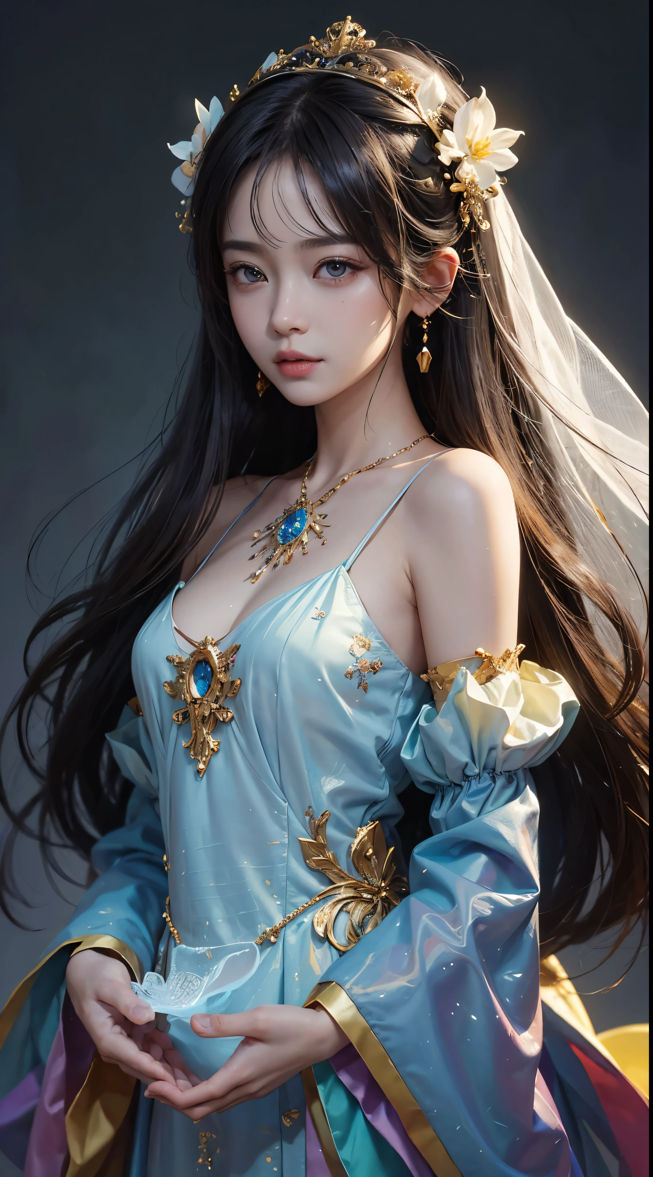 (((masterpiece))), (((best quality))), ((very detailed)),(very detailed CG 일러스트), ((very delicate and beautiful)),light, Emulates the style of currently popular genre masters,Create amazing pieces of fantasy art.. 艺术作品应contain神话幻想和童话幻想的元素,It is adorned with dreamy rainbows. ((Use rainbow as the primary color scheme.)) shames in the work are delicate and strong,Full of mystery and magic, (美丽的translucent rainbow翅膀). Pay close attention to intricate facial features, Like bright colors and dark shadows,eye-catching. shame'Costume design should use tulle feathers., silk, stunning embroidery, 그리고 은은한 무지개 light깔의 디테일. contain (((translucent rainbow))), dreamy colors, Dynamic lighting, Detailed background elements,Create a sense of awe and immersion. contains colorful flying magical birds and jewel-colored rainbow butterflies that exude a magical aura. Learn about the latest trends in fantasy art, 例如加入独特的light效果, 역동적이고 eye-catching 구성 기법을 살펴보세요., Try a unique color scheme.. Get inspired by top artists on ArtStation and Midjourney. camera: Choose an angle that highlights the beauty of the shame and enhances the magical majesty of the artwork. light: Create depth and atmosphere with atmospheric lighting techniques. solve: Designed to create high-resolution artwork.,以展示intricate details和清晰度. artistic inspiration: Get inspired by popular artists on ArtStation, exploring different styles, category, And the theme,(8k, original photo, best quality),In fact,front,intricate details,The eyes and eyelashes are really detailed,portrait,enlargement,, 디지털 SLR camera, super quality, Fujifilm Realistic, vivid details, surrealism, Beautiful Wallpaper, 8k, best quality, masterpiece, very detailed, Institutional Law, unity,