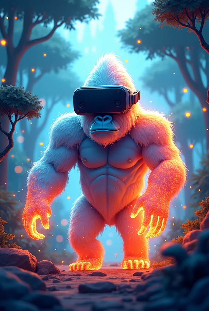 FrostFire gorrila with a virtual reality headset on cartoon no eyes