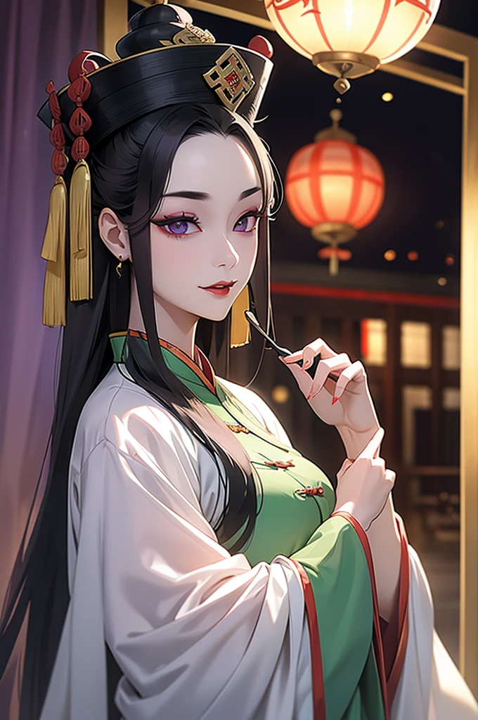 Jiangshi, Beauty, Beauty, Royal sister, Mother, dark, Qing dynasty clothing, Green-faced fangs, Purple