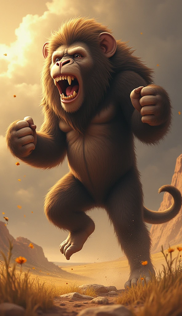 ape:
jumping with joy Yes, Your Majesty! You are truly our king