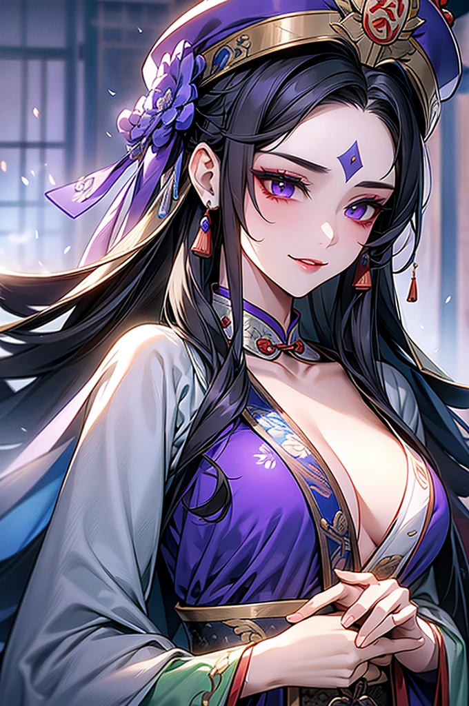 Jiangshi, Beauty, Beauty, Royal sister, Mother, dark, Qing dynasty clothing, Green-faced fangs, Purple