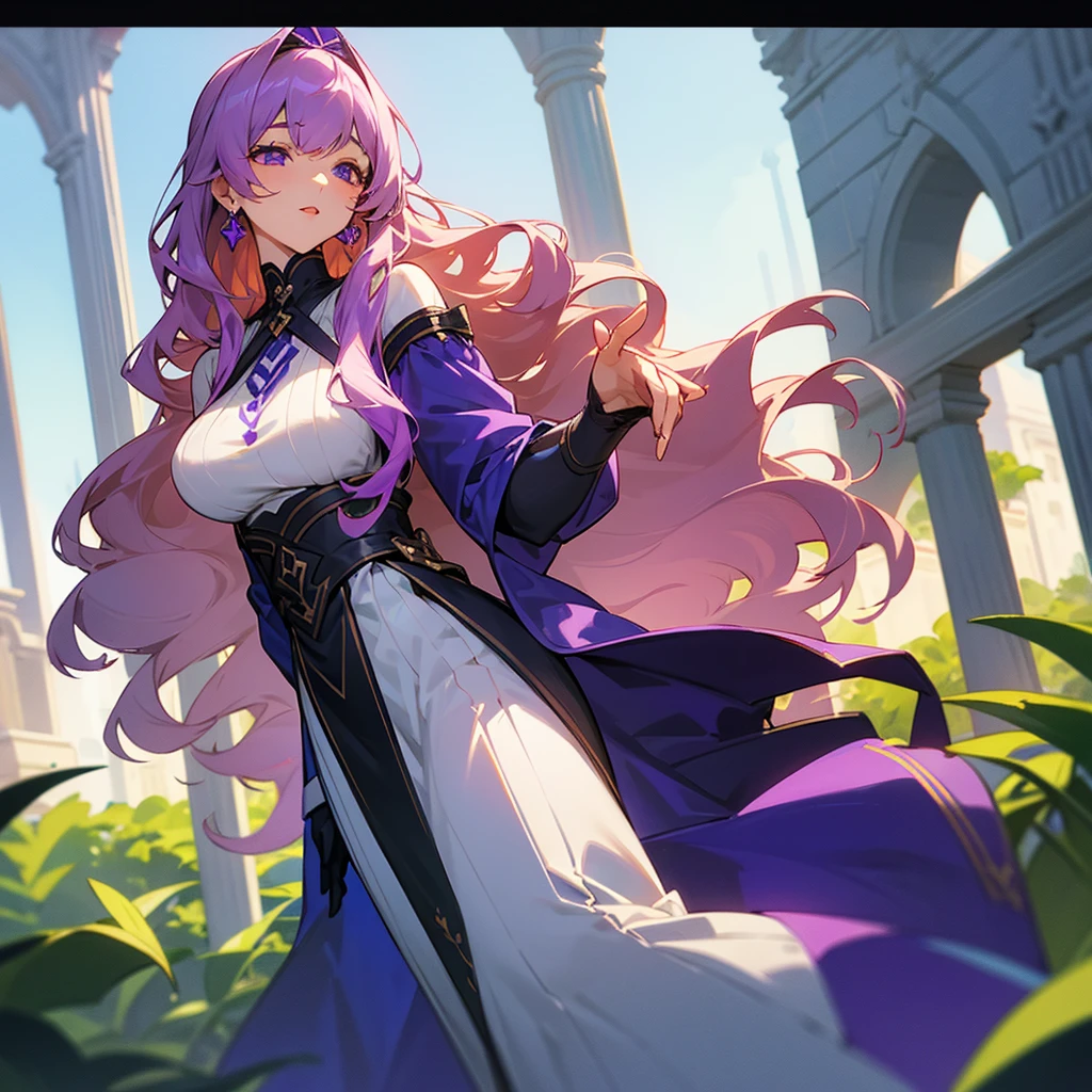 Hyacinth Sophia
Appearance: A graceful girl with large, wavy hyacinth-colored hair - violet-blue. She has deep violet eyes and light olive skin.
Personality: Gentle and caring, always striving to help others. Can control water, directing her with the help of her hair.