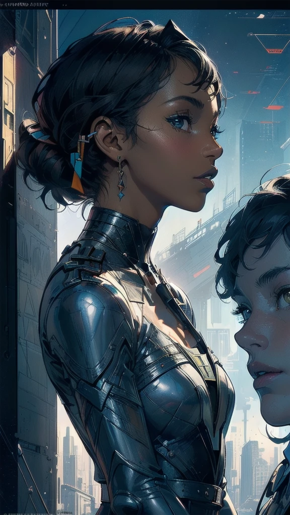 (((masterpiece, highest quality))),(((solo:1.2))),(((1girl:1.2))),32k wallpaper, very detailed, poster, vintage science fiction,(((((geometric cinematic movie poster))))), ((((bauhaus)))),(((abstract))),((((mid century modern)))),(((((portfolio))))),(((((Close-up))))),(((((bust up))))),((((more various angle)))),(((highlight))),((((heterochromia)))),(((complete. detailed face))),(((Extremely talented))),(((most complecated machine))),(((Overall colorfully))),((((((Absolutely simple background)))))),(((great black skin woman))),(((great Traveler)))