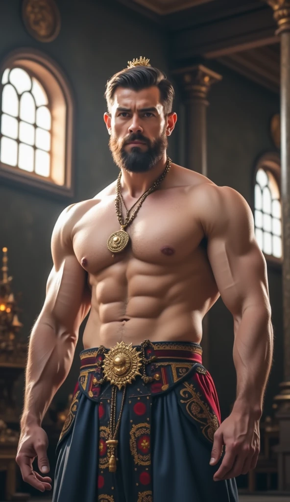 Imposing, strong, handsome and fully dressed emperor