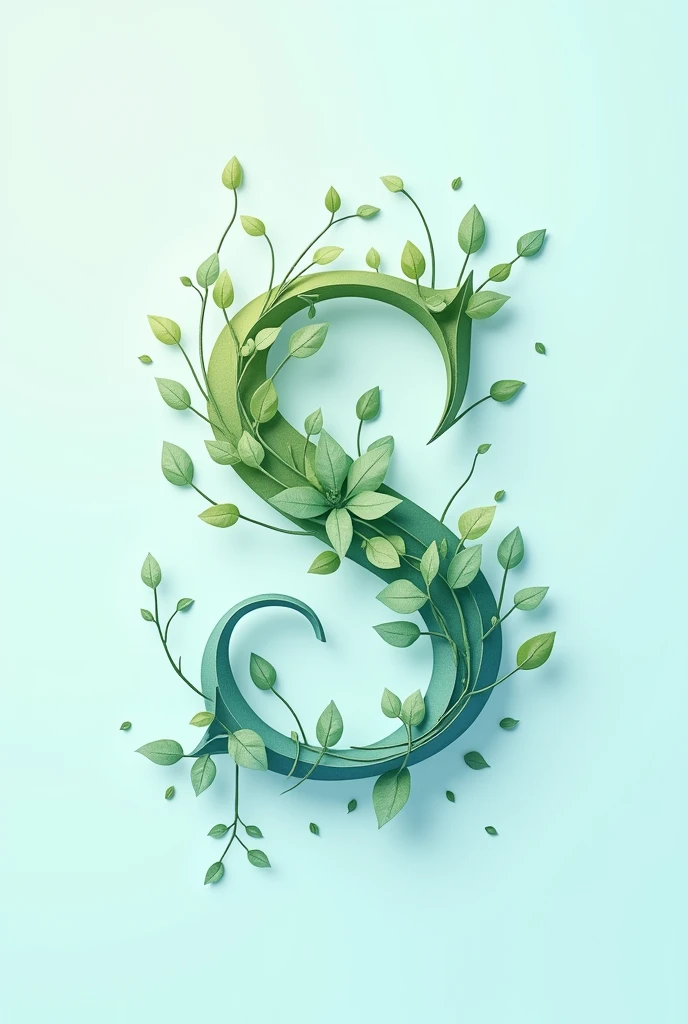 Logo for a creative stationery website, Light blue with green with fantasy paper initials
