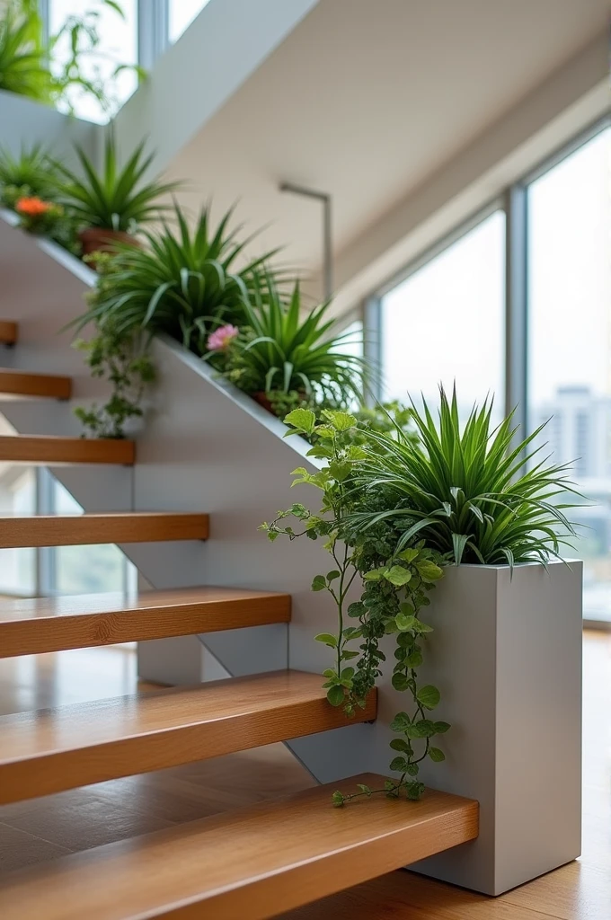 A modern small planter for stairs