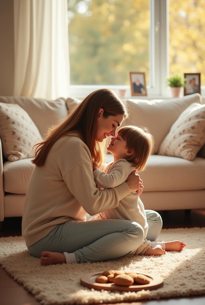 Hugging the mother