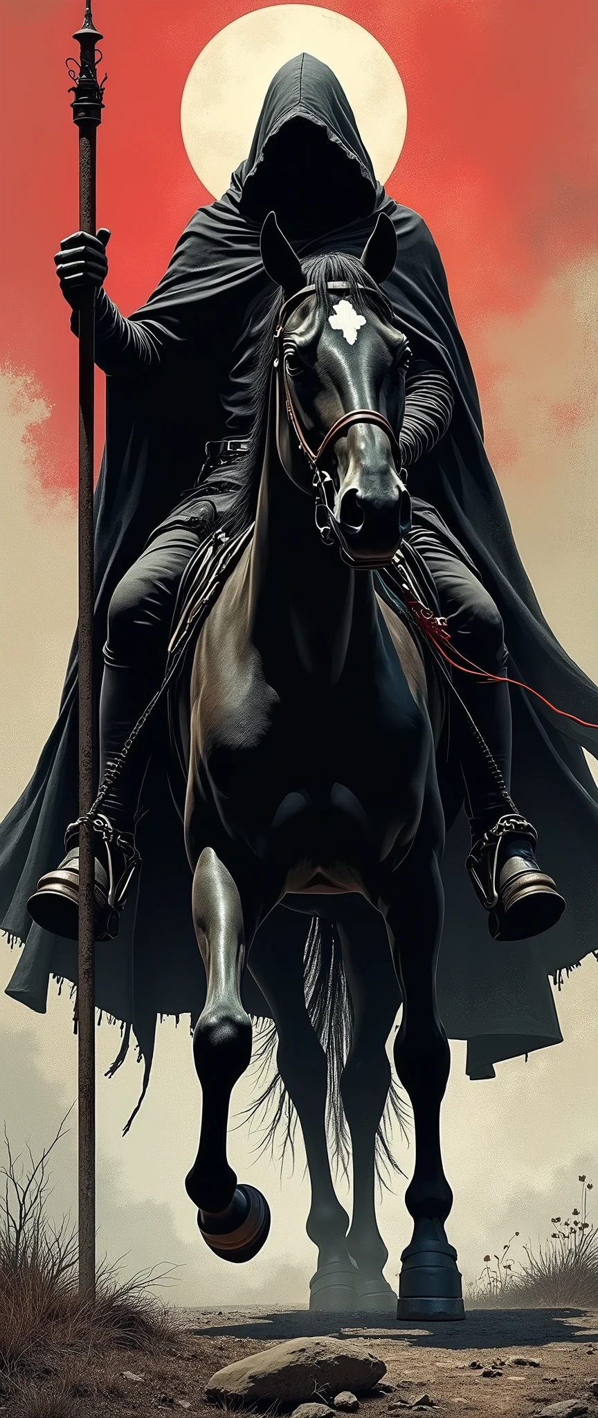 Frank A collaboration between Alessandro Magnasco and Frank Miller: the black horse of the apocalypse and the Grim Reaper