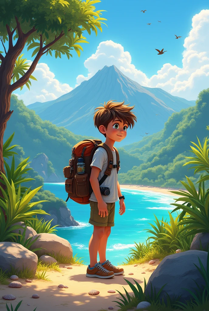 A teenage boy travelling world nature 