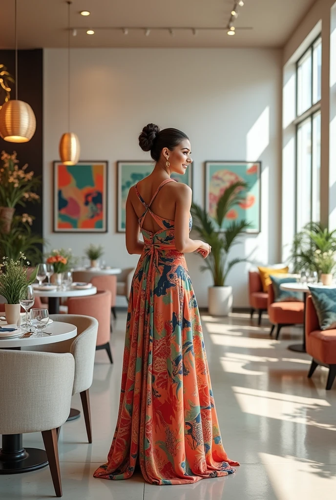 Reception of a chic art boutique and restaurant 
