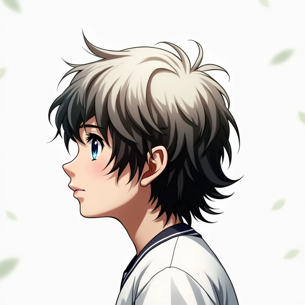 (best quality,4k,8k,highres,masterpiece:1.2),ultra-detailed,(realistic,photorealistic,photo-realistic:1.37),1boy,beautiful detailed eyes,beautiful detailed lips,extremely detailed eyes and face,longeyelashes,anime style,highly detailed facial features,messy hair,school uniform,looking at viewer,intricate details,solo,brown hair,blue eyes,serious expression,outdoor scene,sunlight,depth of field,cinematic lighting
