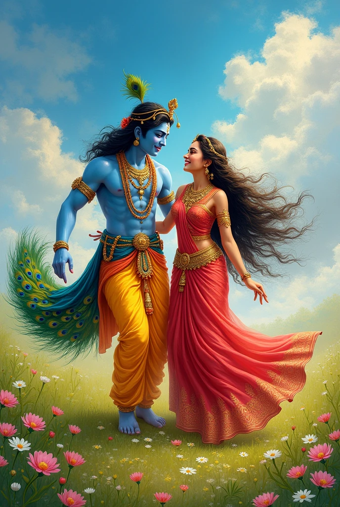 God krishna celebrating with his girlfriend