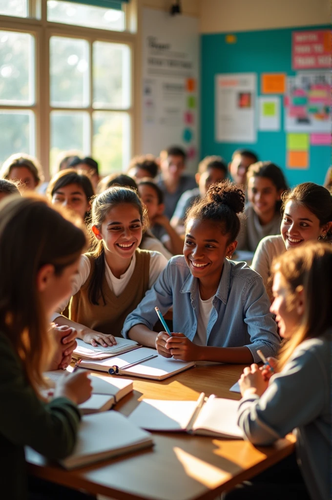A classroom photo taken from the back with some male and female students