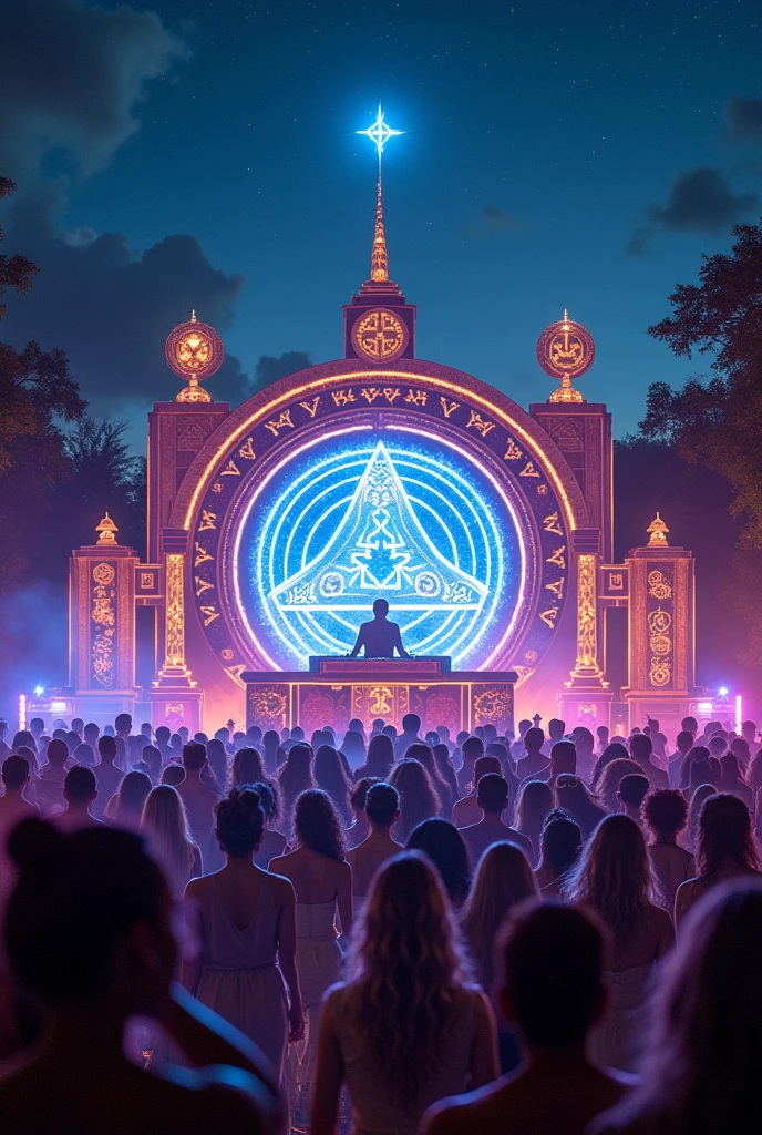 Pleiadians dancing psytrance, at a festival on planet Earth, and the DJ playing is Chac Pakal.
