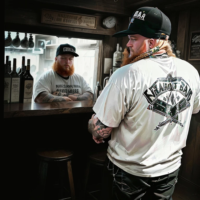 arafed man in a white shirt standing in front of a bar, grainy triple-x brought up to 3200, Photoграфия 3 5 мм, action bronson, survive the streetwear collection, action takes place in the 1900s, шелкография на футbолках, b&Photo, официальное Photo магазина, On the set, bam margera, exist