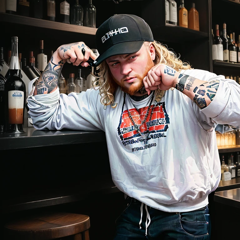 arafed man in a white shirt standing in front of a bar, grainy triple-x brought up to 3200, Photoграфия 3 5 мм, action bronson, survive the streetwear collection, action takes place in the 1900s, шелкография на футbолках, b&Photo, официальное Photo магазина, On the set, bam margera, exist