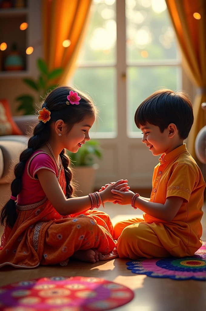 Rakhi tying small brother sister