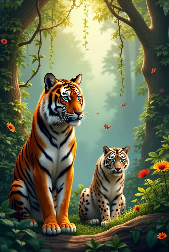I want an image with endangered animals miranod in front