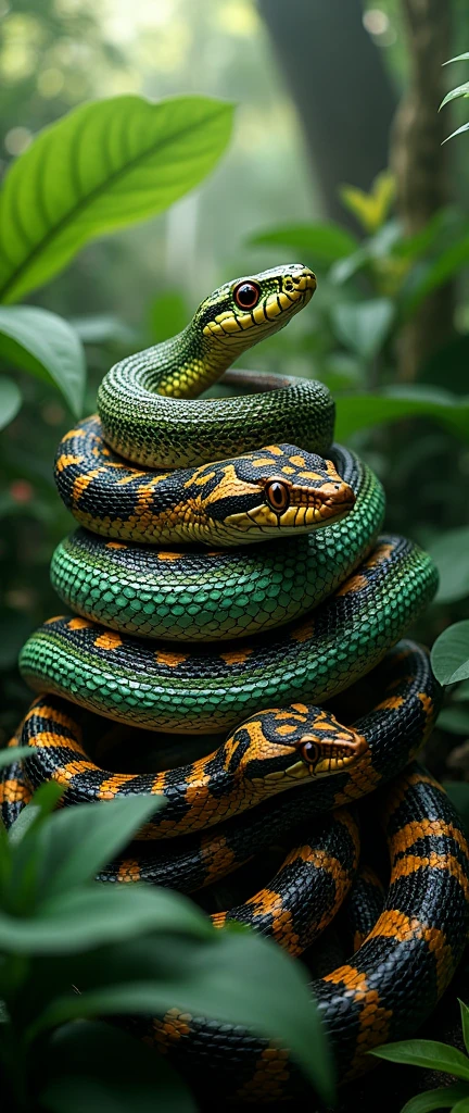 Group of vemonous snakes in a full size picture 
