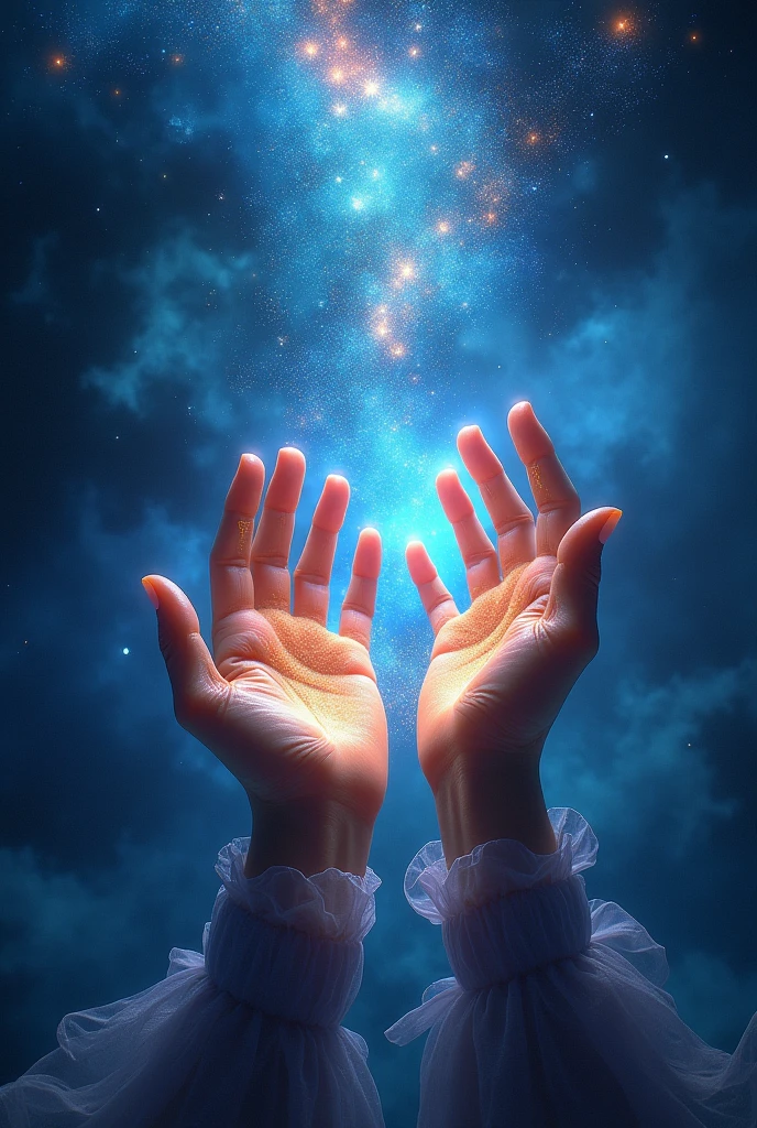  They reach out their hands into the void to create something 

