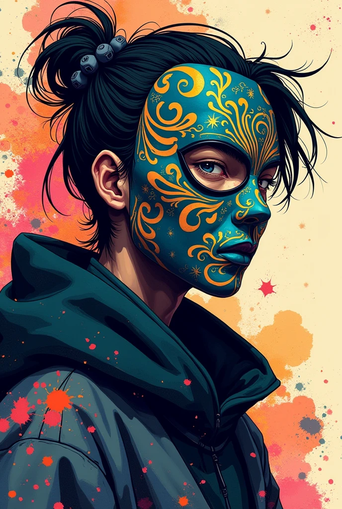 Make a profile icon for a masked manga writer.