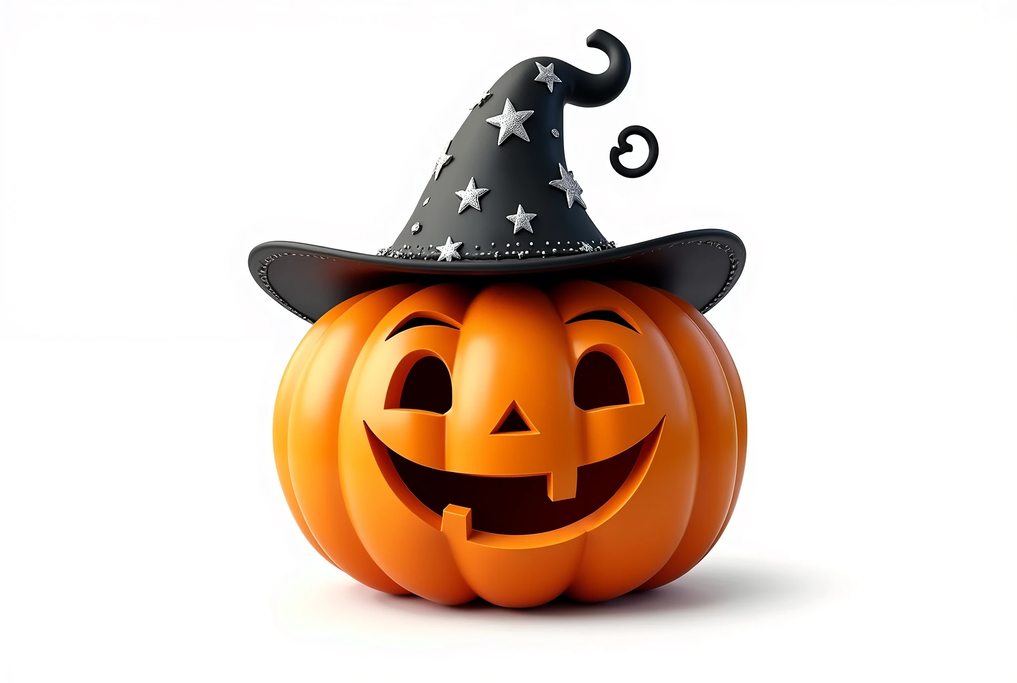 (photorealism:1.2), pumpkin with a smiling face, wearing a witch hat Isolated on a white background
