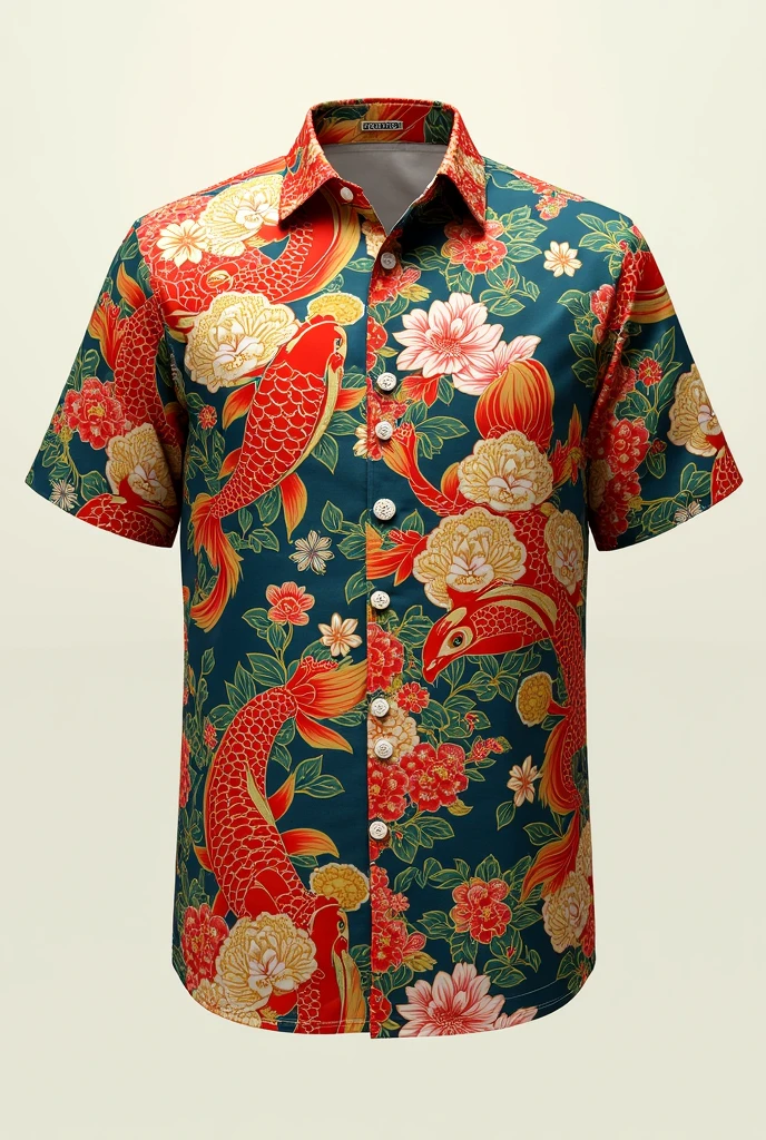 Create an image of an oriental design that has vibrant colors for a shirt