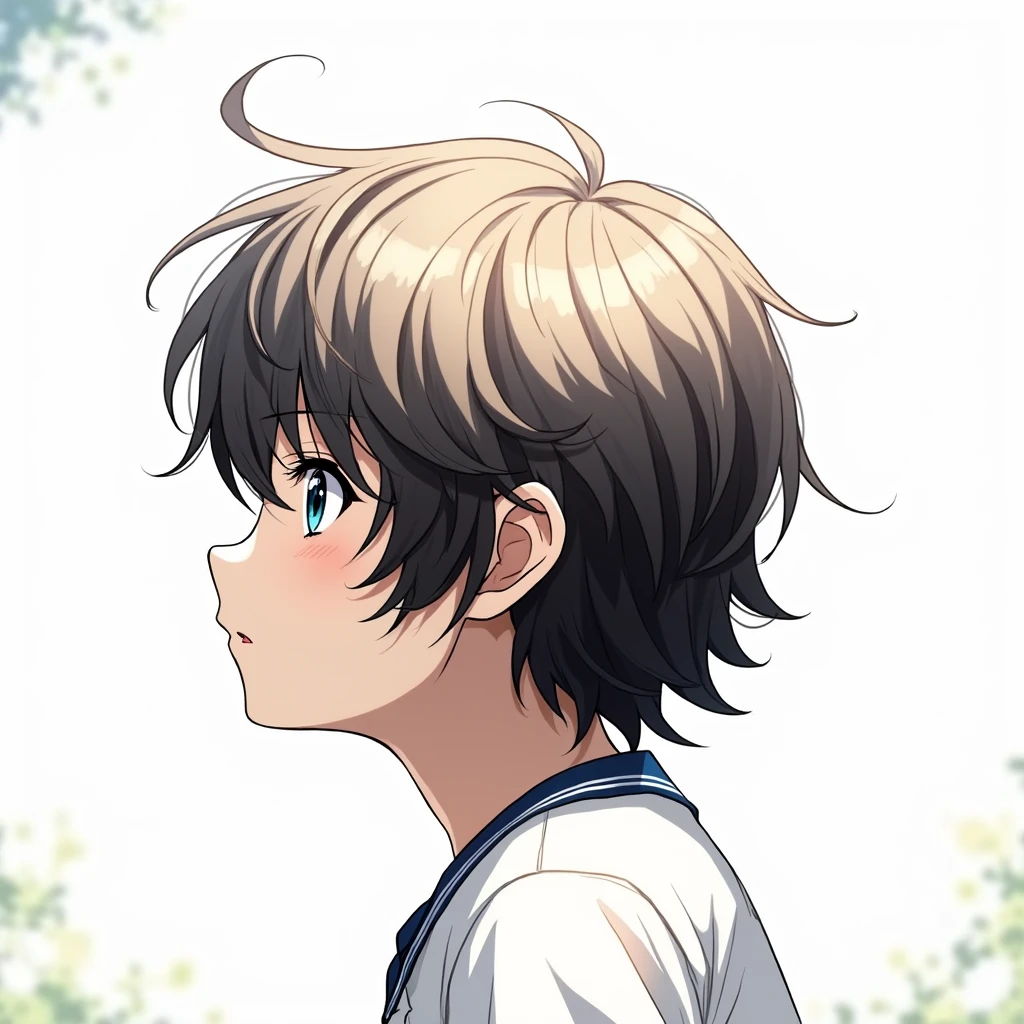 (best quality,4k,8k,highres,masterpiece:1.2),ultra-detailed,(realistic,photorealistic,photo-realistic:1.37),1boy,beautiful detailed eyes,beautiful detailed lips,extremely detailed eyes and face,longeyelashes,anime style,highly detailed facial features,messy hair,school uniform,looking at viewer,intricate details,solo,brown hair,blue eyes,serious expression,outdoor scene,sunlight,depth of field,cinematic lighting