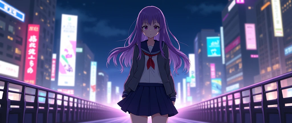 Create an image of a female anime character standing on a bridge. The character has long, wavy violet hair. She is wearing a school uniform with a pleated skirt and a short jacket, in a classic schoolgirl style. The setting is a bridge in a city lit by neon lights at night. The atmosphere is energetic and vibrant, with intense colors and movement. The style of the image is classic anime with defined lines and bright colors.
Digital 3d illustration of highly intricately (Tarot cards:2.9) laying on a wooden table next to a (detailed enchanted tarot cards deck:2.3) by carne griffiths, fortune teller room interior in the background with a sparklin Crystal ball, fantasy tarot cards, chiaroscuro, digital mixed media, CGSociety, featured on DeviantArt, trending_on_ArtStation, dynamic, splash_screen_art, dramatic lighting, radial_lighting