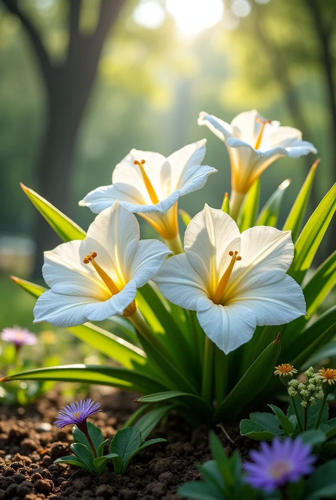 Realistic white alcatraz flowers