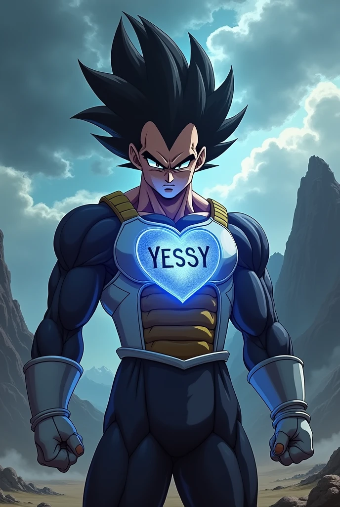 Vegeta with a heart carved with the name Yessy