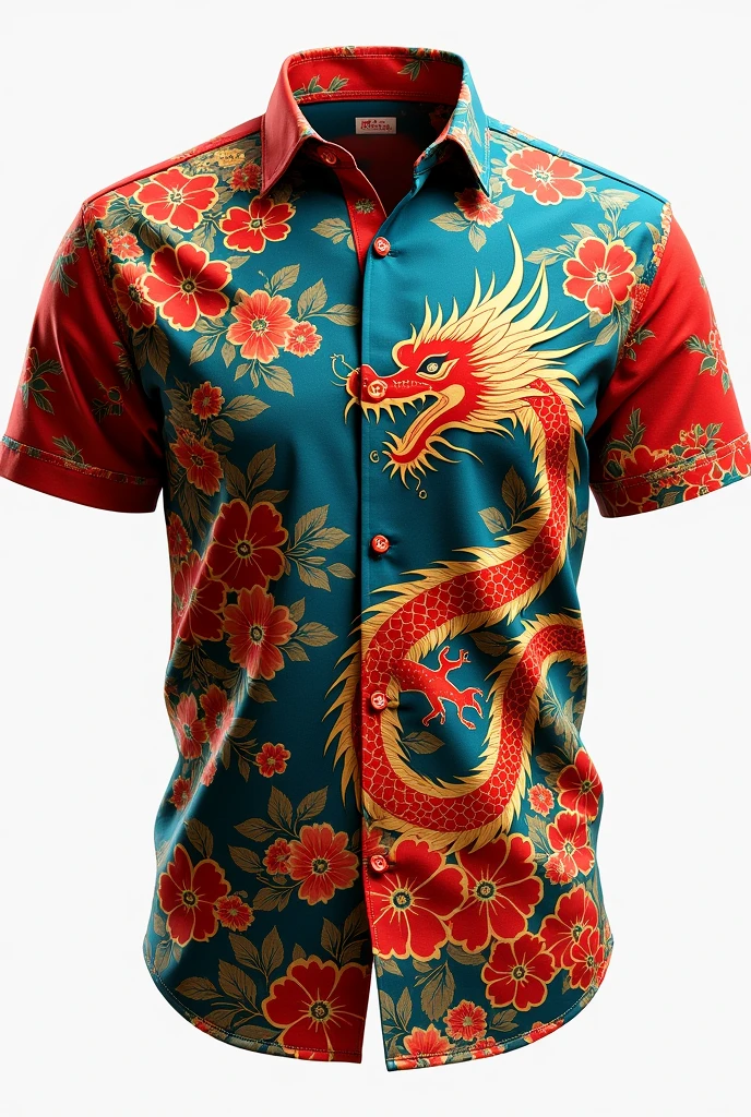 Create an image of an oriental design that has vibrant colors for a shirt