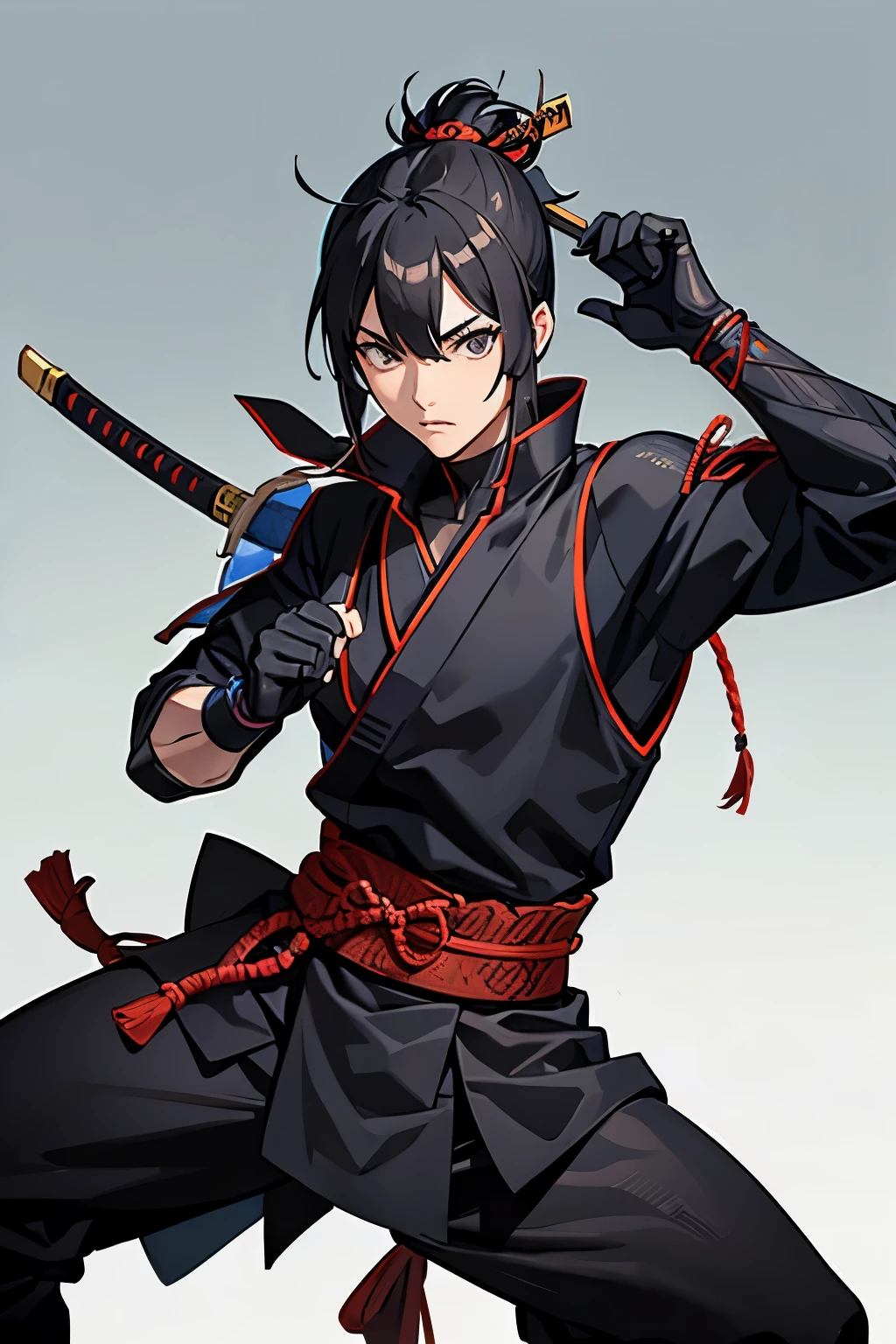 Ninja samurai, with a Katana, Samurai Futuristic, Highly Detailed, correct human anatomy