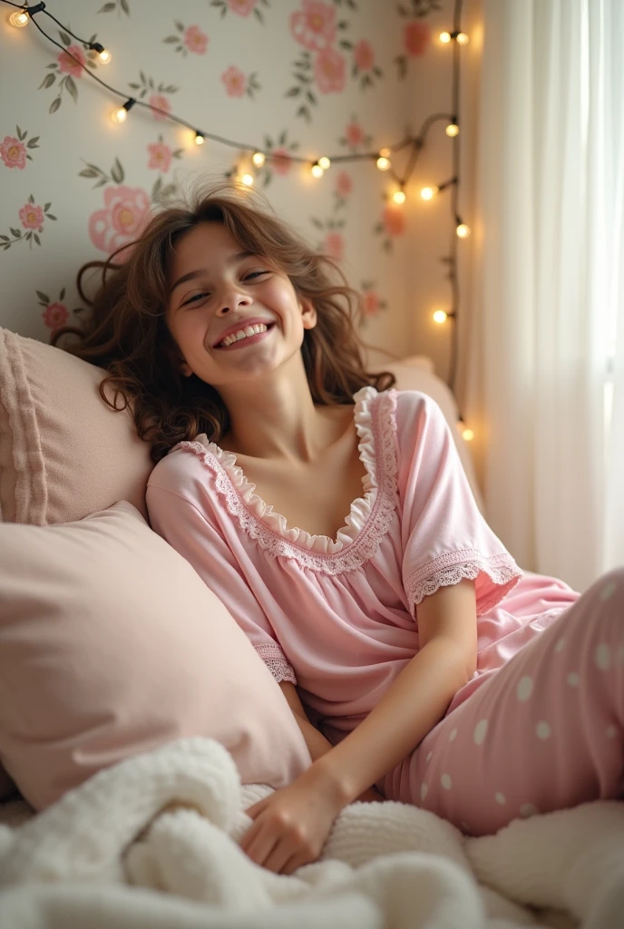 a preppy girl in her sleepwear