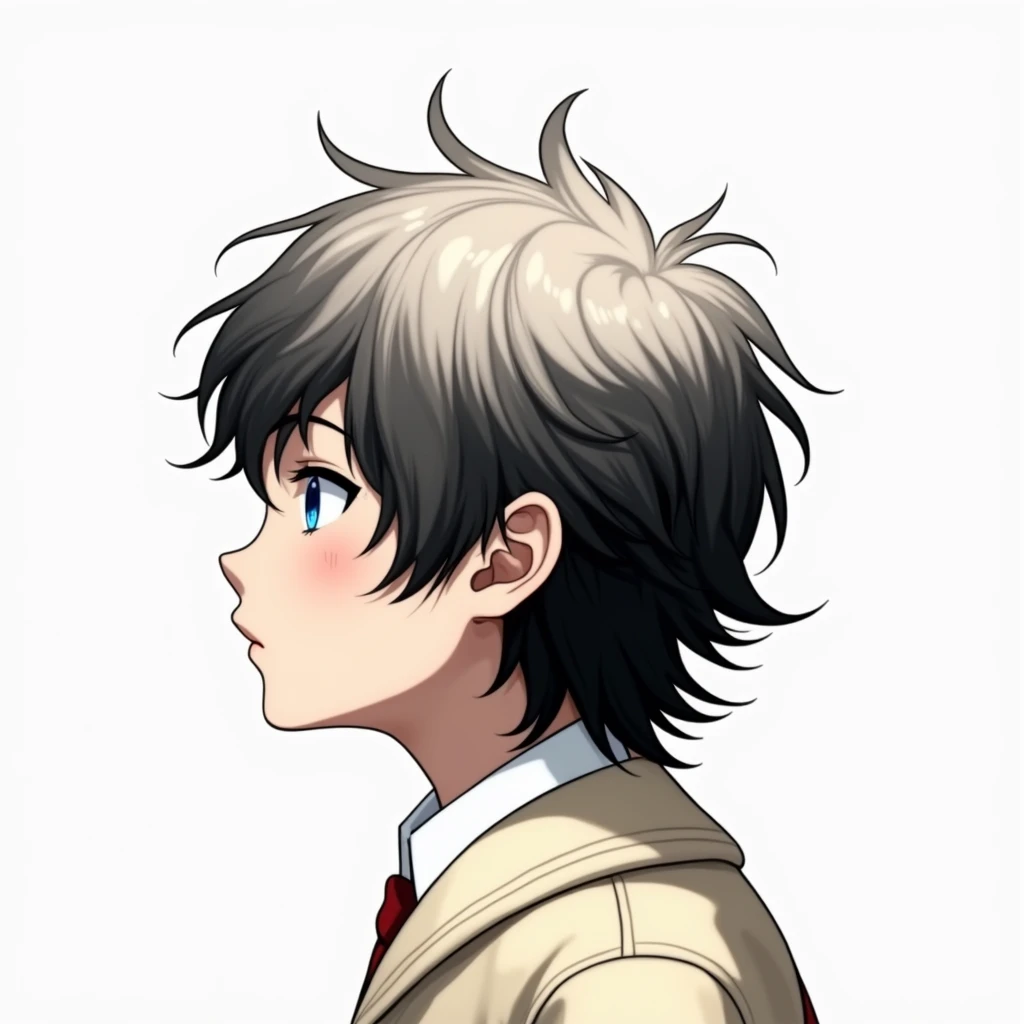 (best quality,4k,8k,highres,masterpiece:1.2),ultra-detailed,(realistic,photorealistic,photo-realistic:1.37),1boy,beautiful detailed eyes,beautiful detailed lips,extremely detailed eyes and face,longeyelashes,anime style,highly detailed facial features,messy hair,school uniform,looking at viewer,intricate details,solo,brown hair,blue eyes,serious expression,outdoor scene,sunlight,depth of field,cinematic lighting